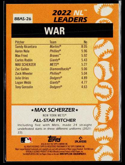 2023 Topps Max Scherzer 1988 Topps Baseball 35th Anniversary All-Stars #88AS-26