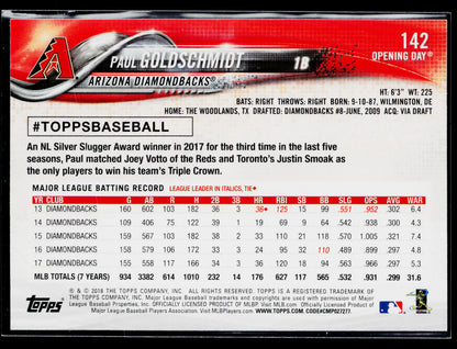 2018 Topps Opening Day Paul Goldschmidt #142
