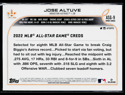 2022 Topps Update Jose Altuve 2022 MLB All-Star Game #ASG-9