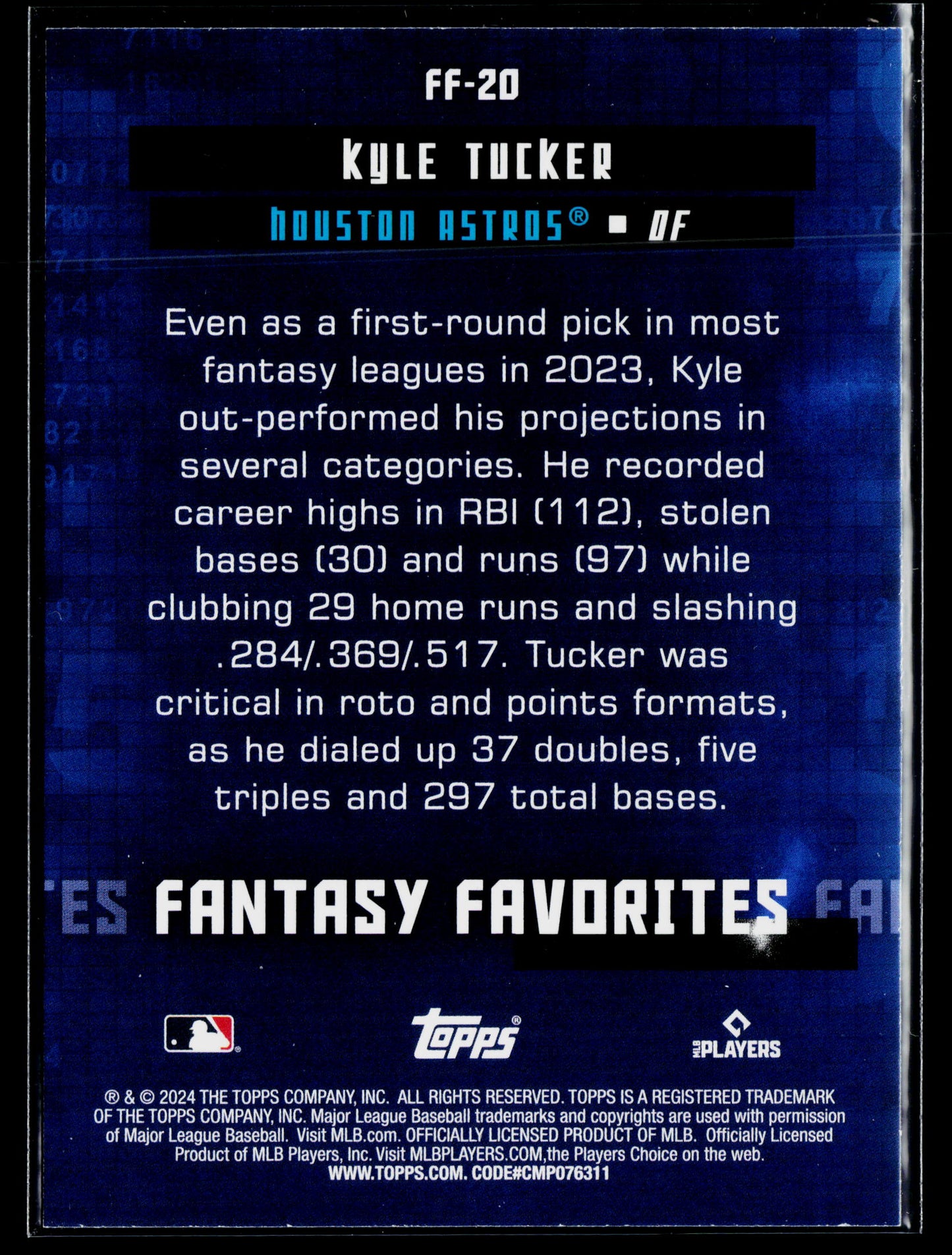 2024 Topps Kyle Tucker Fantasy Favorites #FF-20