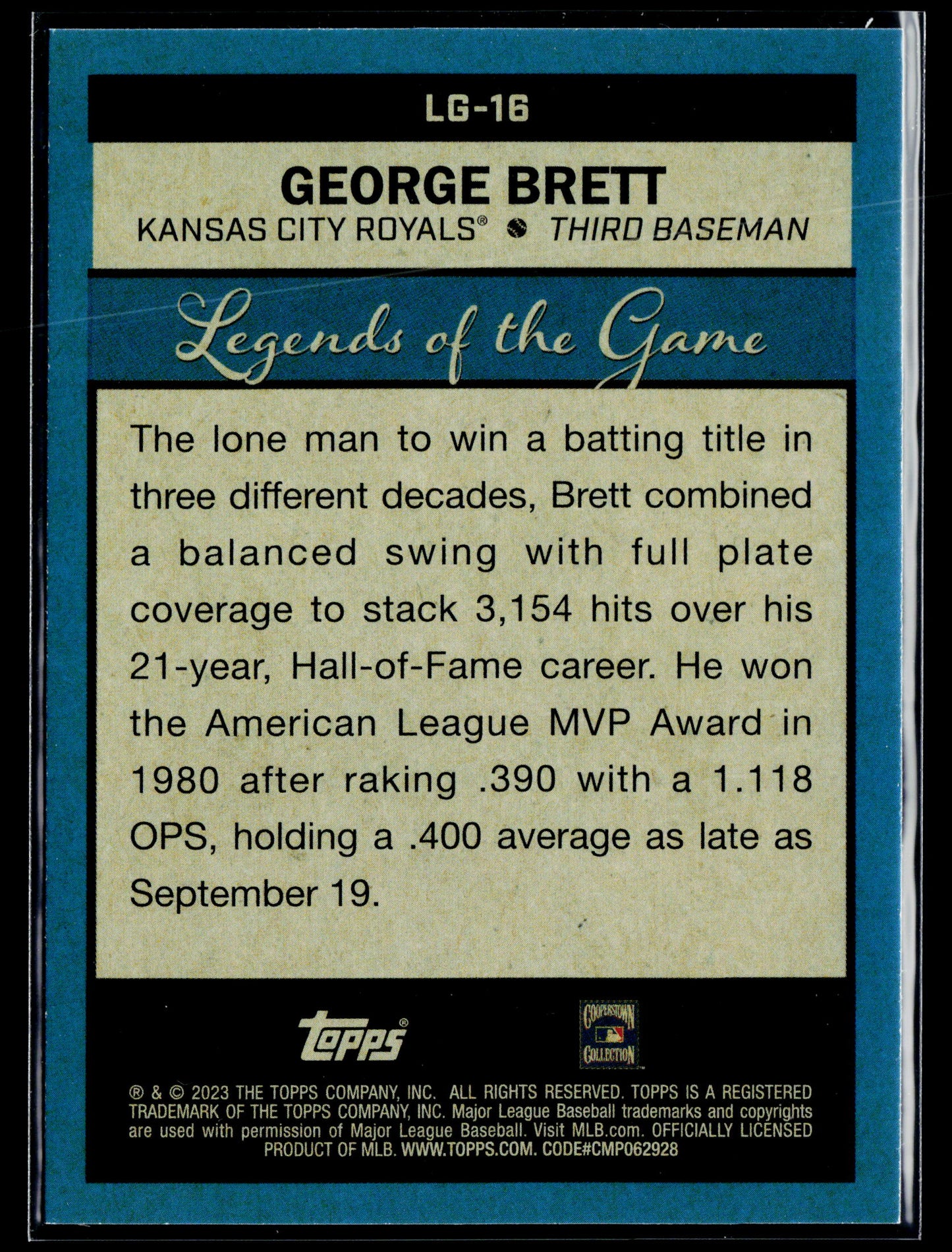 2023 Topps George Brett Legends of the Game #LG-16
