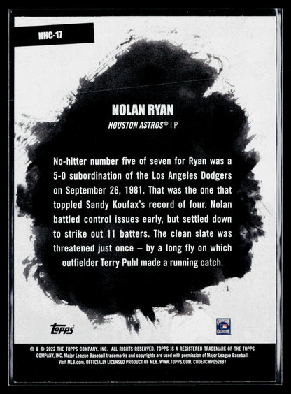 2022 Topps Nolan Ryan No-Hit Club #NHC-17