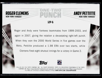 2023 Topps Roger Clemens / Andy Pettitte One-Two Punch #12P-6