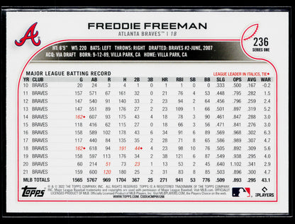 2022 Topps 1st Edition Freddie Freeman #236