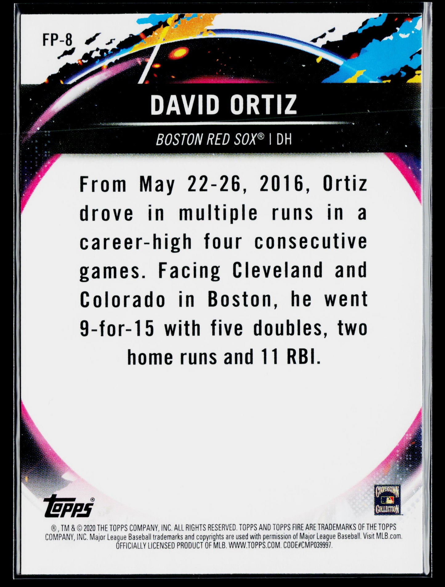 2020 Topps Chrome David Ortiz Topps Fire NBCD Preview #FP-8