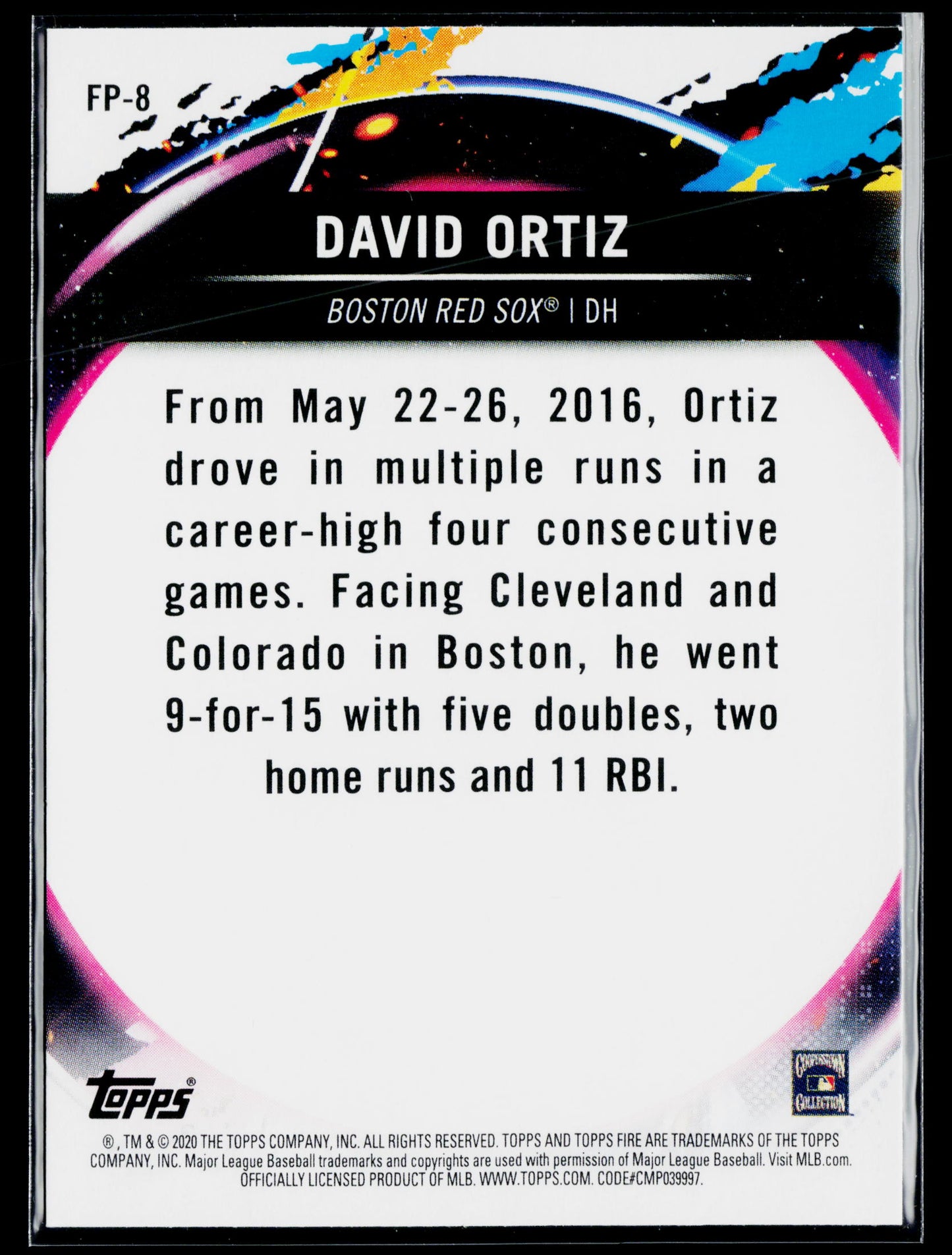 2020 Topps Chrome David Ortiz Topps Fire NBCD Preview #FP-8