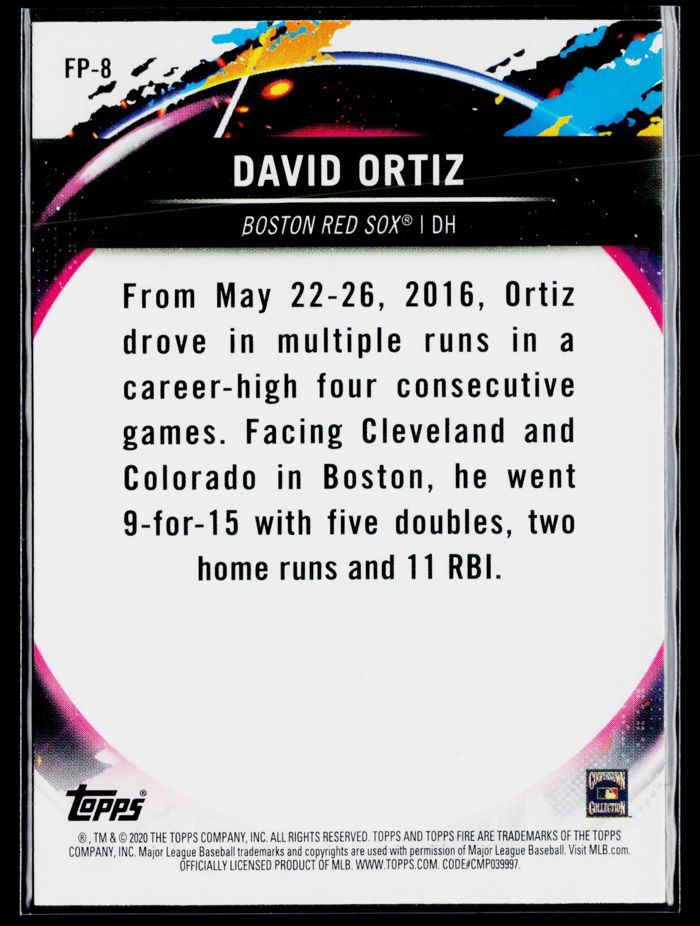 2020 Topps Chrome David Ortiz Topps Fire NBCD Preview #FP-8