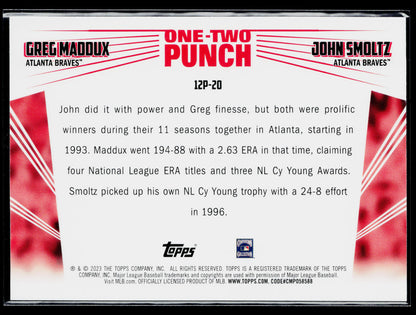 2023 Topps Greg Maddux / John Smoltz One-Two Punch #12P-20