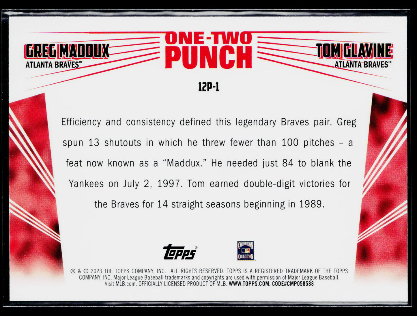 2023 Topps Greg Maddux / Tom Glavine One-Two Punch #12P-1