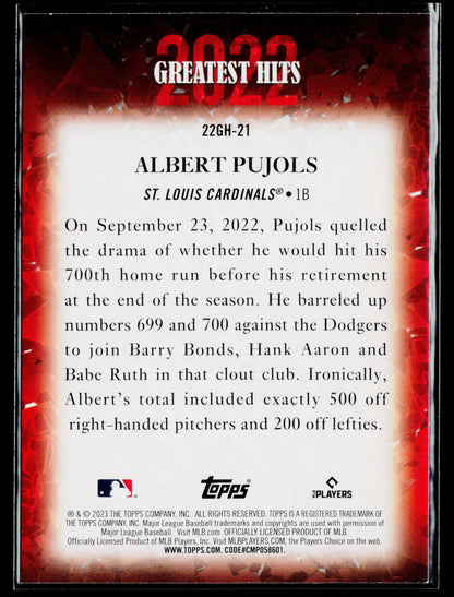 2023 Topps Albert Pujols 2022 Greatest Hits #22GH-21