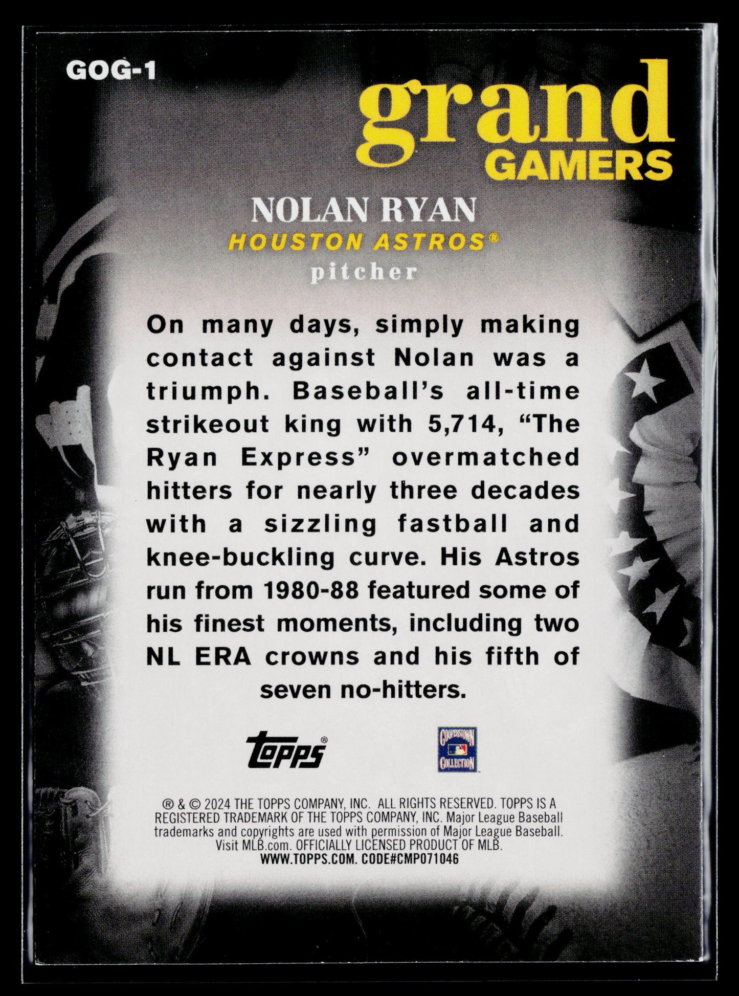 2024 Topps Nolan Ryan Grand Gamers #GOG-1
