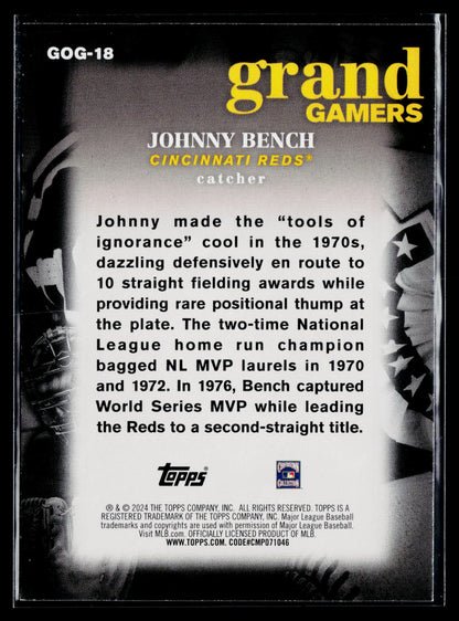 2024 Topps Johnny Bench Grand Gamers #GOG-18