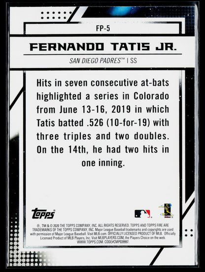 2020 Topps Chrome Fernando Tatis Jr. Topps Fire NBCD Preview #FP-5