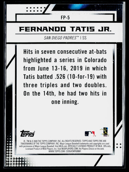 2020 Topps Chrome Fernando Tatis Jr. Topps Fire NBCD Preview #FP-5