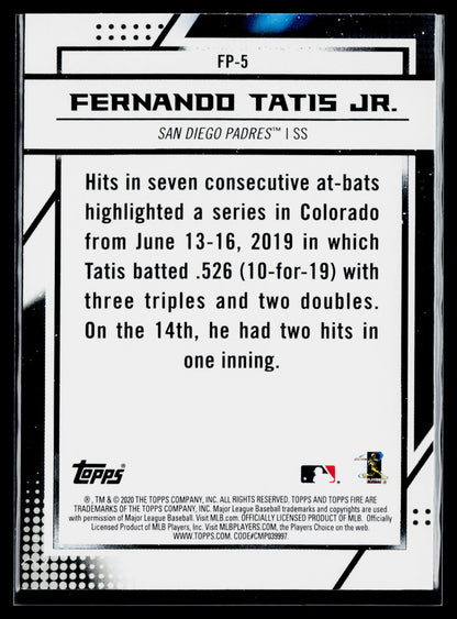 2020 Topps Chrome Fernando Tatis Jr. Topps Fire NBCD Preview #FP-5