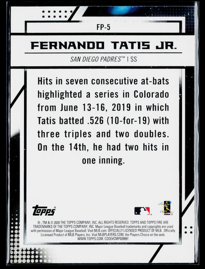 2020 Topps Chrome Fernando Tatis Jr. Topps Fire NBCD Preview #FP-5