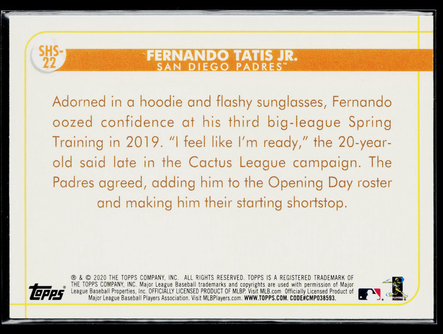 2020 Topps Opening Day Fernando Tatis Jr. Spring Has Sprung #SHS-22