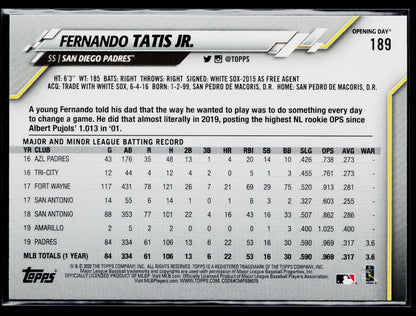 2020 Topps Opening Day Fernando Tatis Jr. #189