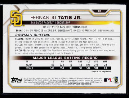2021 Bowman Fernando Tatis Jr. #87