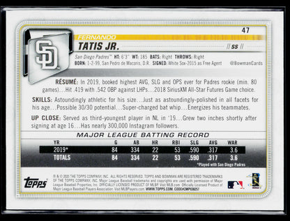 2020 Bowman Fernando Tatis Jr. #47