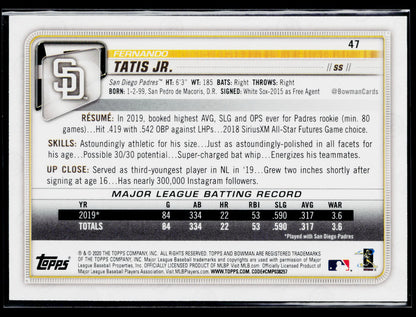 2020 Bowman Fernando Tatis Jr. #47