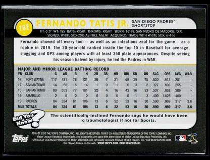 2020 Topps Big League Fernando Tatis Jr. #102