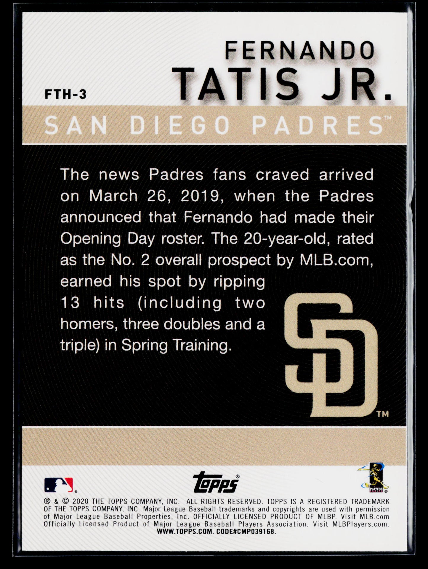 2020 Topps Fernando Tatis Jr. Fernando Tatis Jr. Highlights #FTH-3