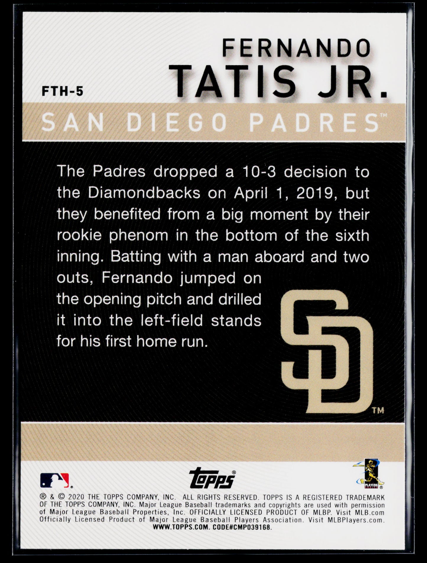 2020 Topps Fernando Tatis Jr. Fernando Tatis Jr. Highlights Blue #FTH-5