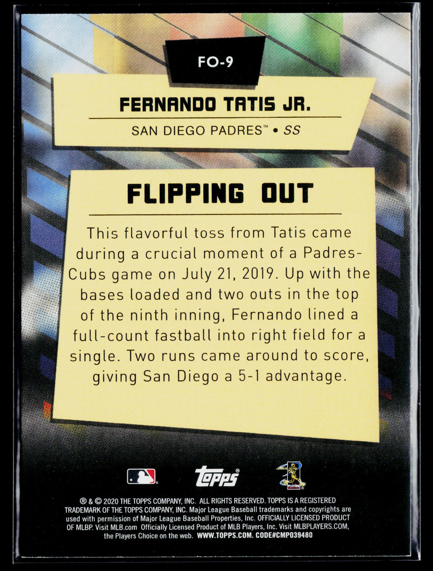 2020 Topps Big League Fernando Tatis Jr. Flipping Out #FO-9