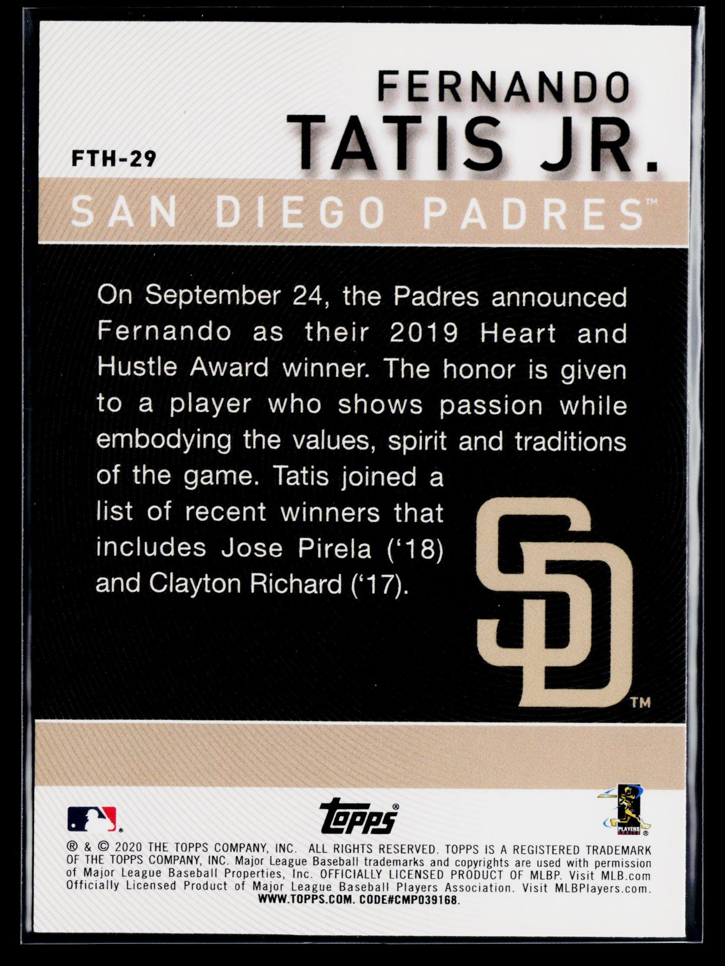 2020 Topps Fernando Tatis Jr. Fernando Tatis Jr. Highlights #FTH-29