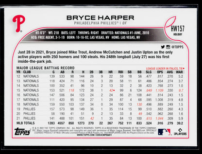 2022 Topps Holiday Bryce Harper #HW157