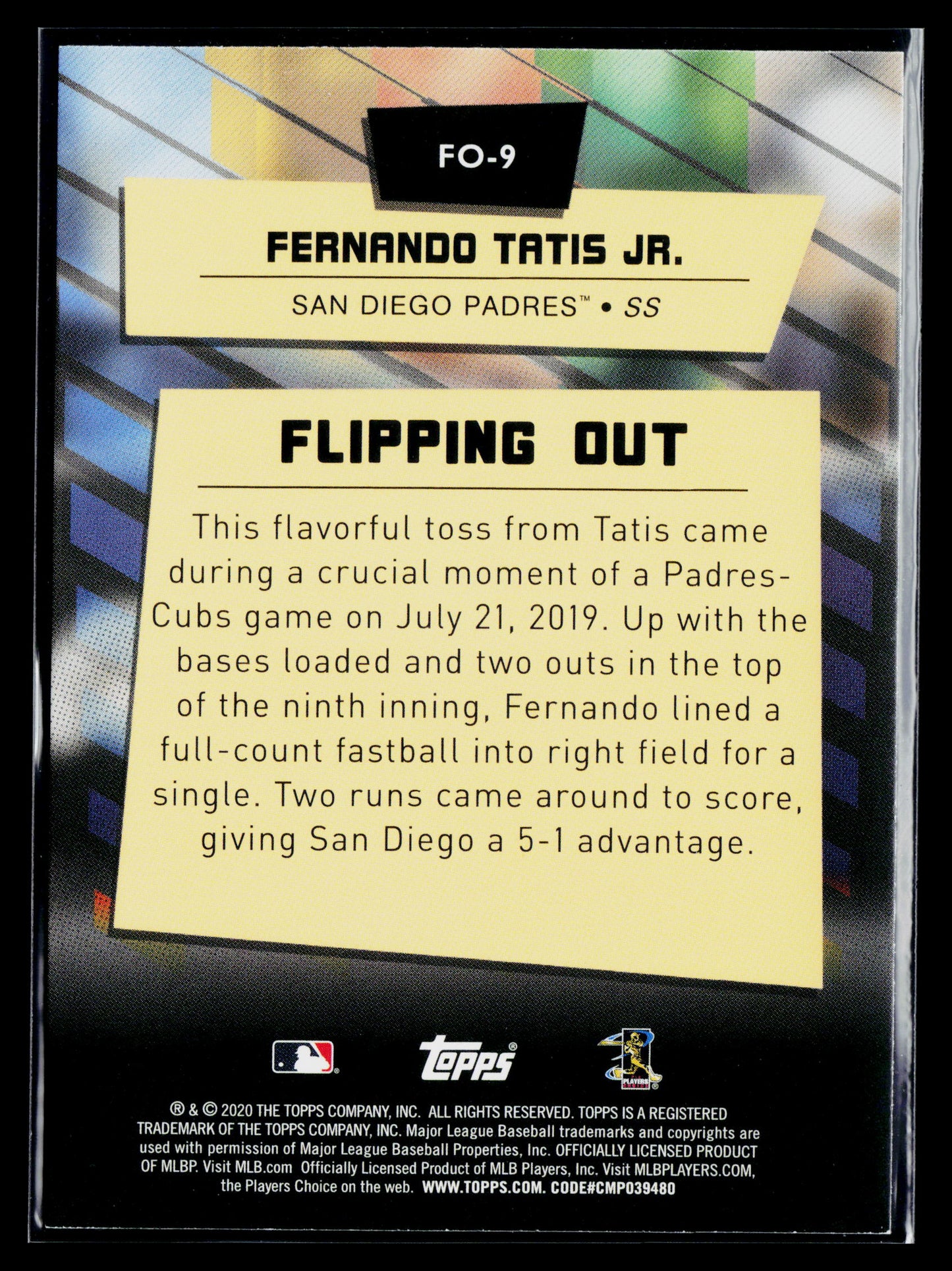 2020 Topps Big League Fernando Tatis Jr. Flipping Out #FO-9