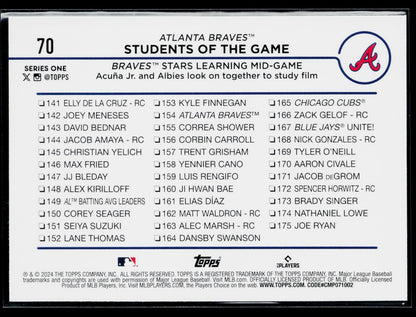 2024 Topps Students of the Game: Braves Stars Learning Mid-Game #70