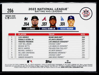 2024 NL Leaders BA (Luis Arraez / Ronald Acuña Jr. / Freddie Freeman) #206