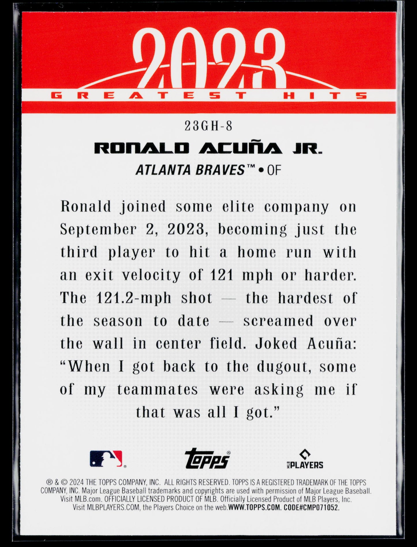 2024 Topps Ronald Acuña Jr. 2023 Greatest Hits #23GH-8
