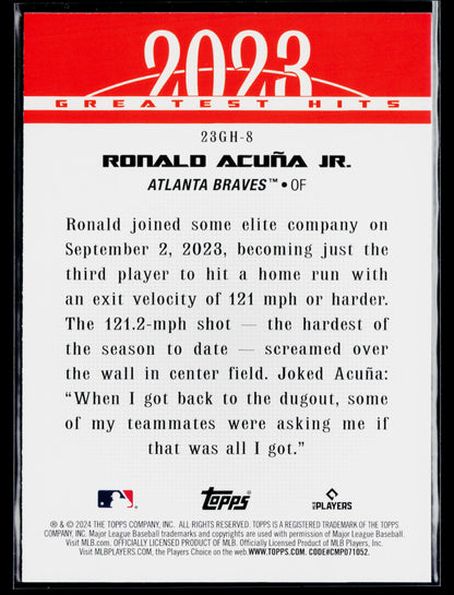 2024 Topps Ronald Acuña Jr. 2023 Greatest Hits #23GH-8