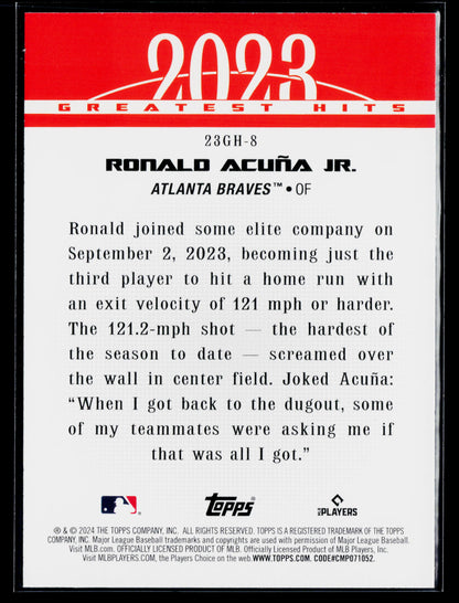 2024 Topps Ronald Acuña Jr. 2023 Greatest Hits #23GH-8