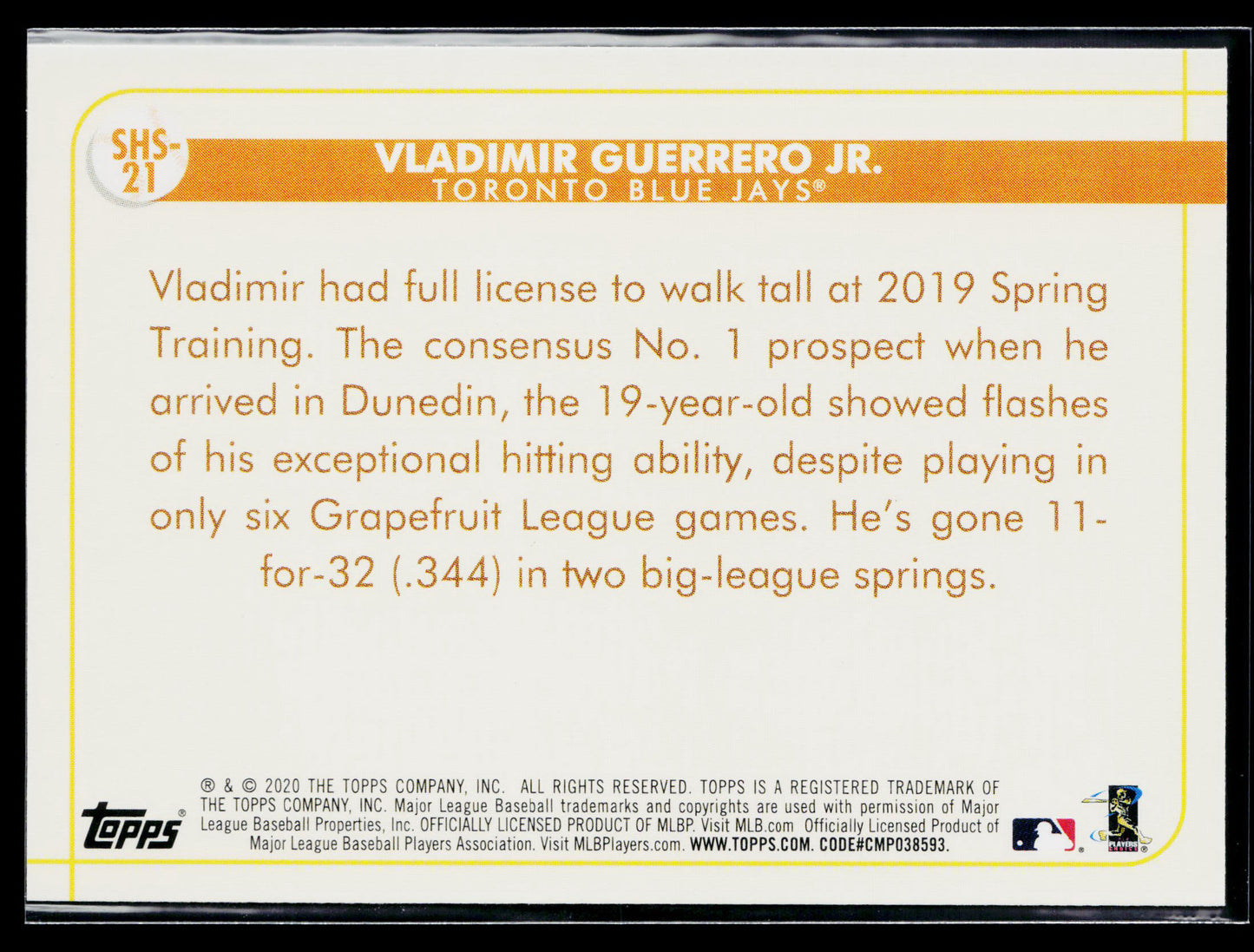 2020 Topps Opening Day Vladimir Guerrero Jr. Spring Has Sprung #SHS-21