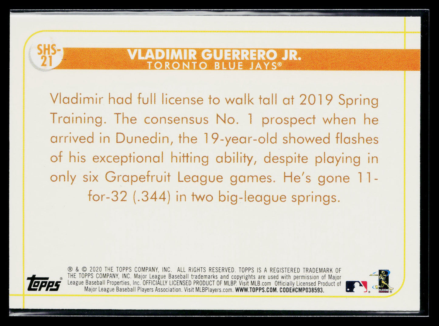 2020 Topps Opening Day Vladimir Guerrero Jr. Spring Has Sprung #SHS-21