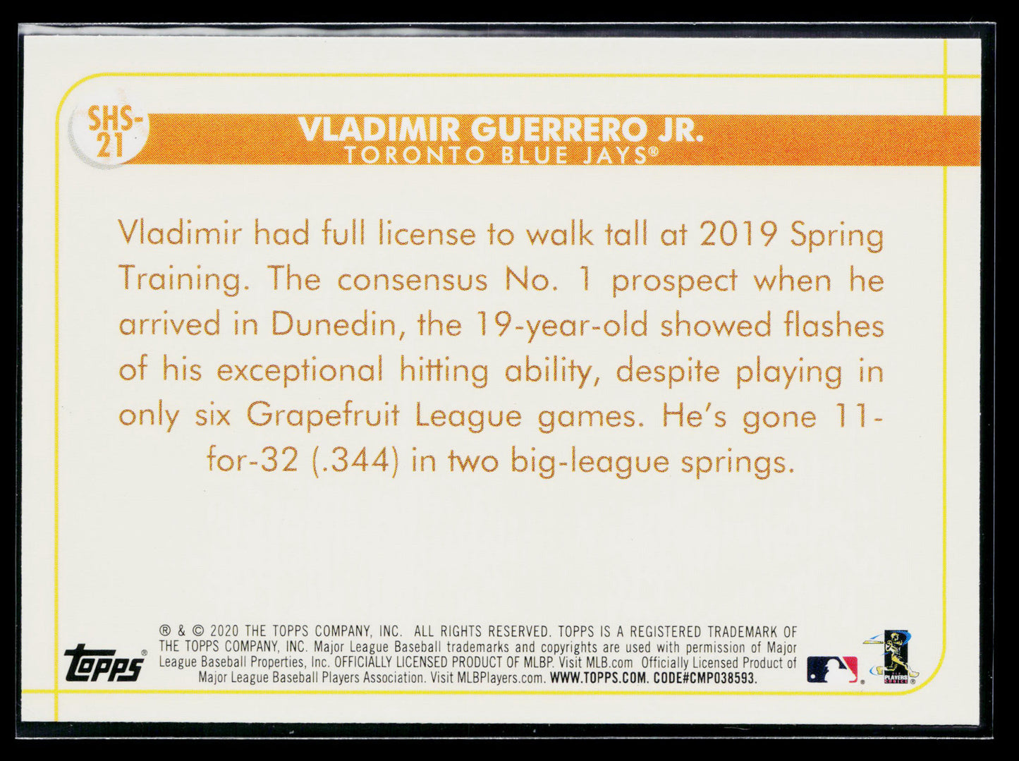 2020 Topps Opening Day Vladimir Guerrero Jr. Spring Has Sprung #SHS-21