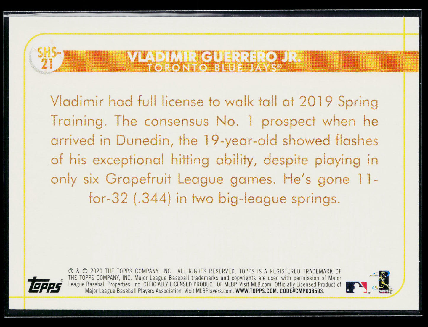 2020 Topps Opening Day Vladimir Guerrero Jr. Spring Has Sprung #SHS-21