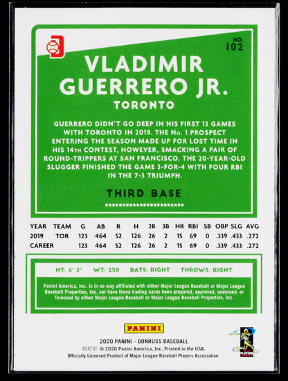2020 Donruss Vladimir Guerrero Jr. #102b