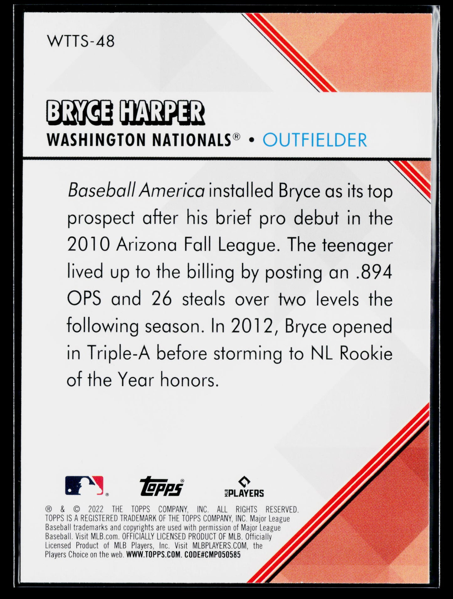 2022 Topps Bryce Harper Welcome to the Show #WTTS-48