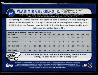2020 Topps Big League Vladimir Guerrero Jr. #141