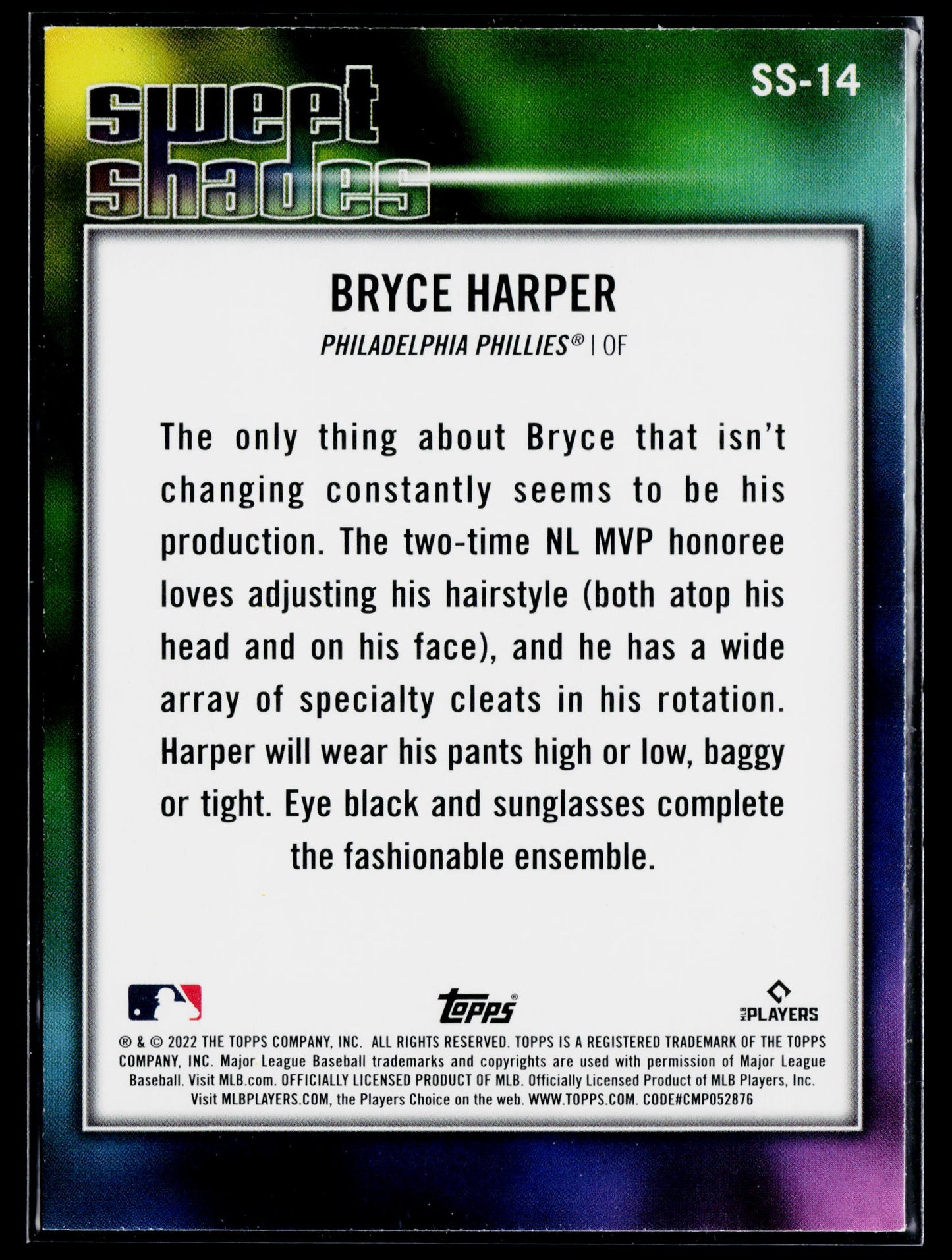 2022 Topps Bryce Harper Sweet Shades #SS-14