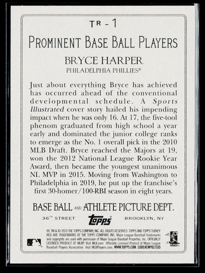 2020 Topps Bryce Harper Turkey Red 2020 (Series 1) #TR-1