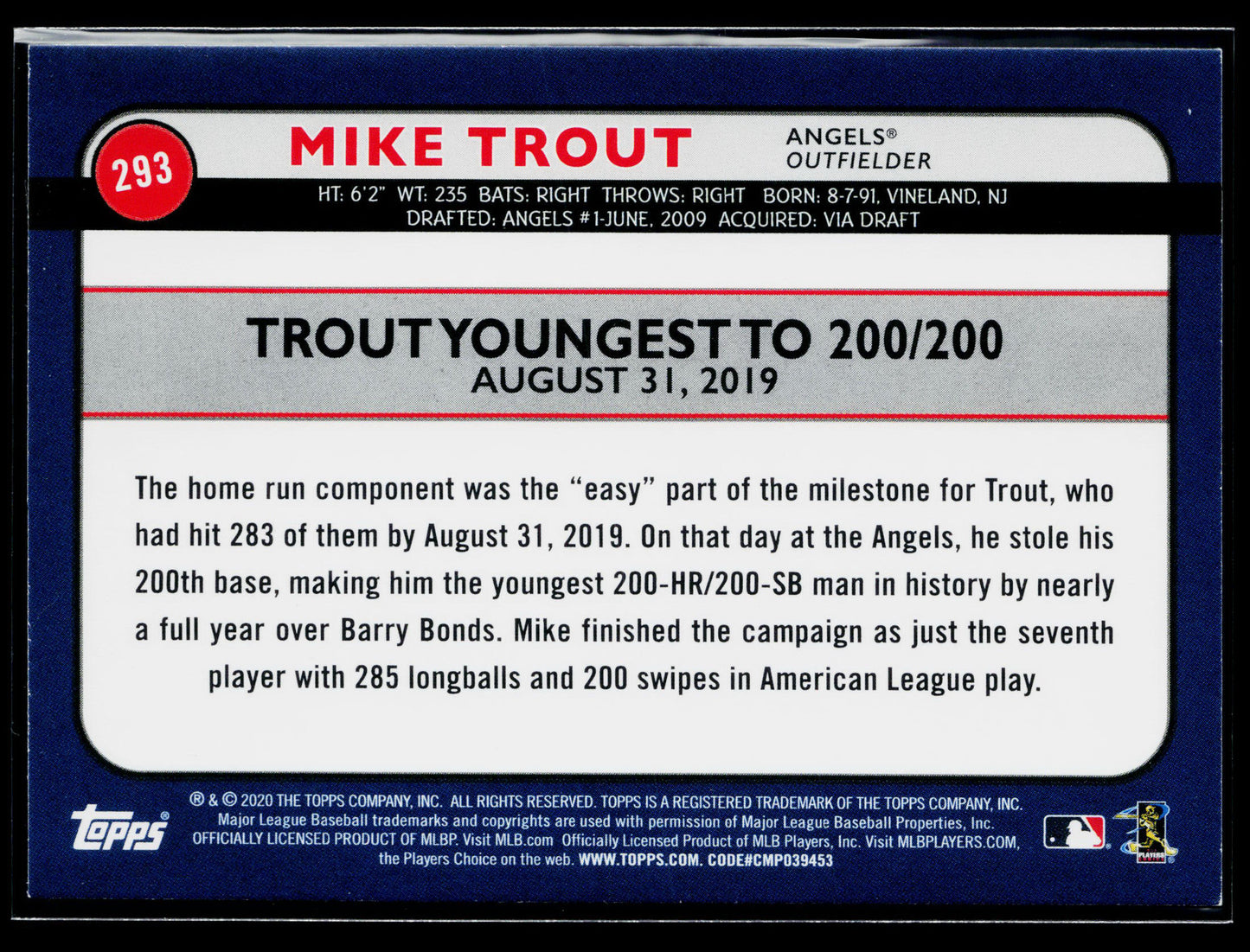 2020 Topps Big League Mike Trout #293