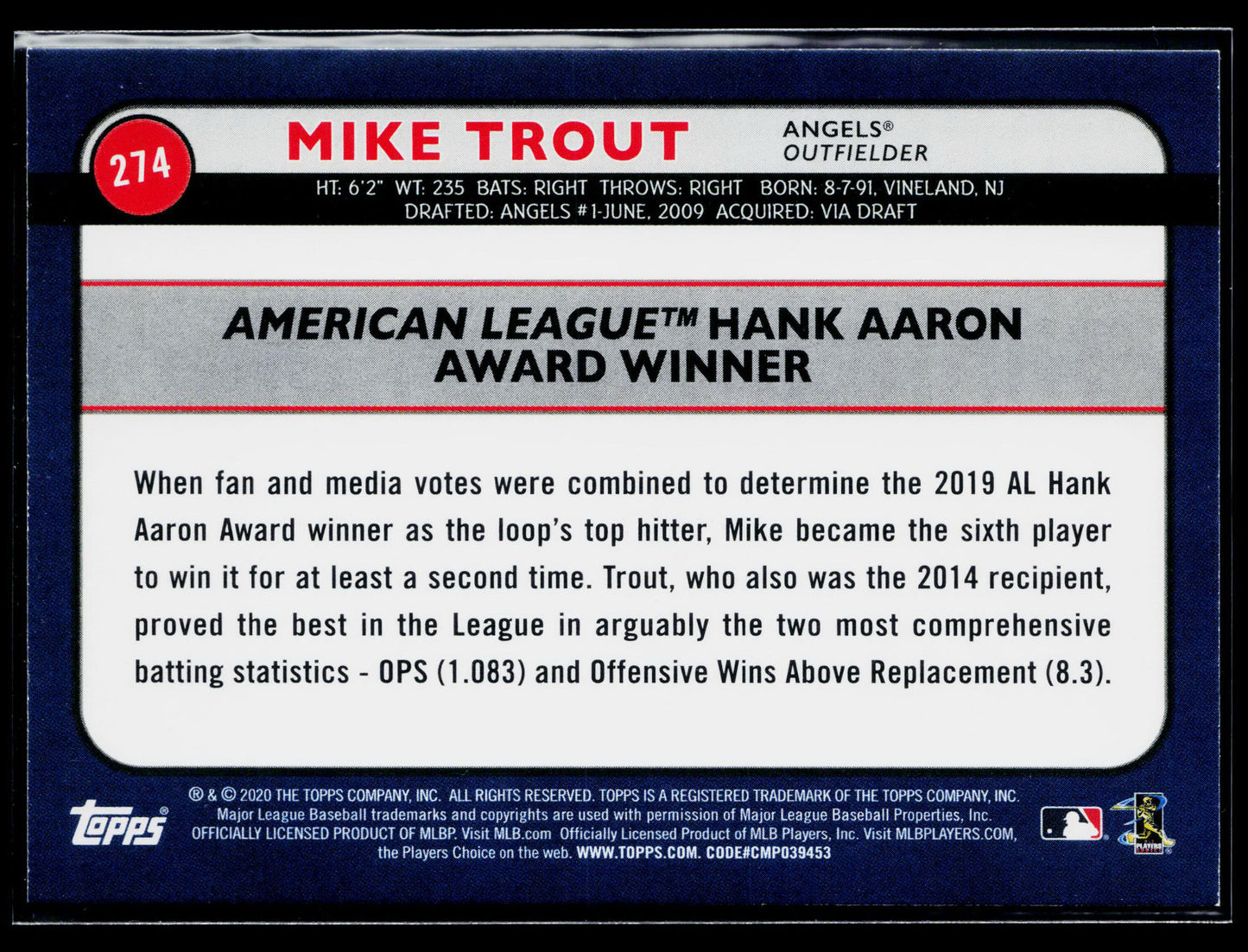 2020 Topps Big League Mike Trout #274