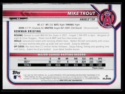 2022 Bowman Mike Trout #32
