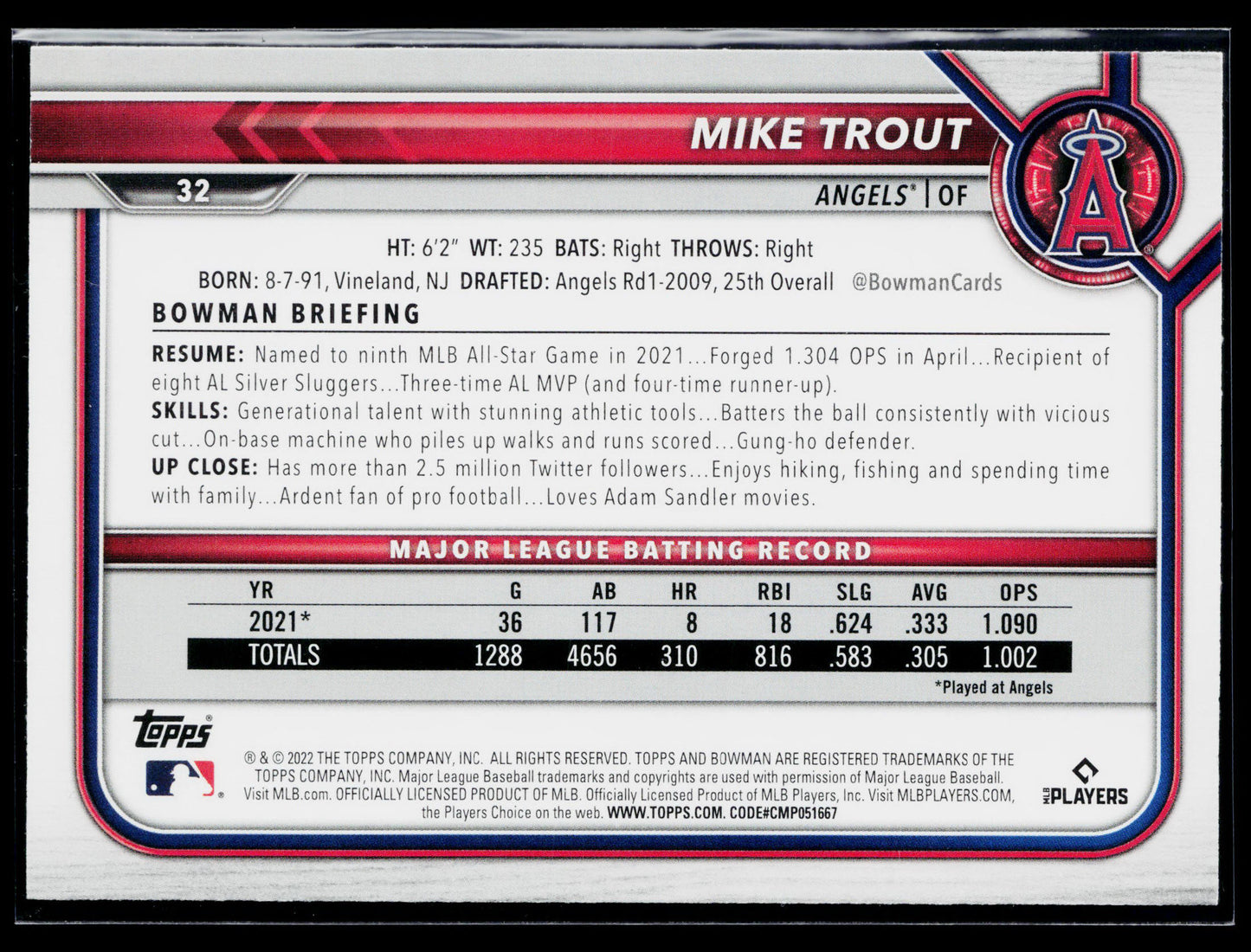 2022 Bowman Mike Trout #32
